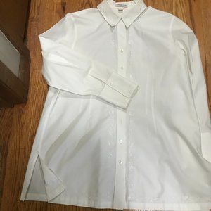 Coldwater Creek White Holiday Button-up Tunic Top